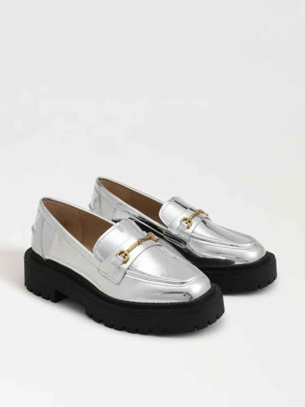 Sam Edelman Kids’ Laurs Lug Sole Loafers Metallic Soft Silver 13